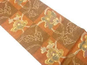 市松に花唐草模様織出し袋帯